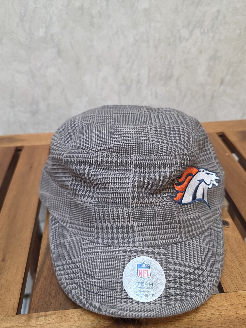 NFL Women's Gray Plaid Military Cap with Broncos Logo